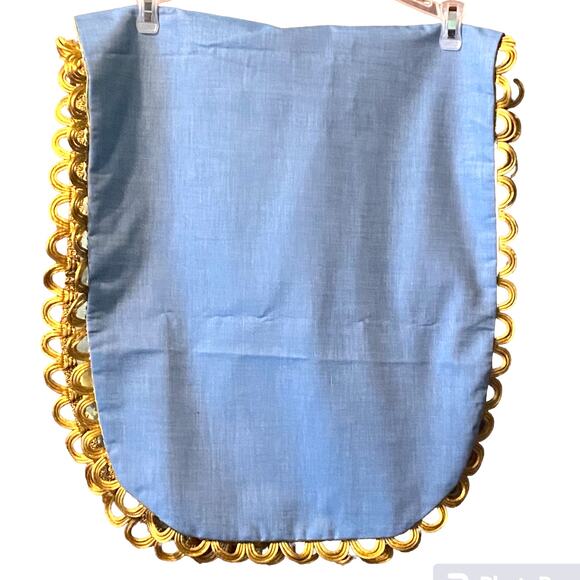 Farmhouse Table Runner Reversible Gimp Trim Mantle Dresser Scarf Foil Print - Picture 5 of 7